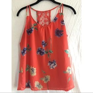 Skies are Blue Orange Floral Blouse